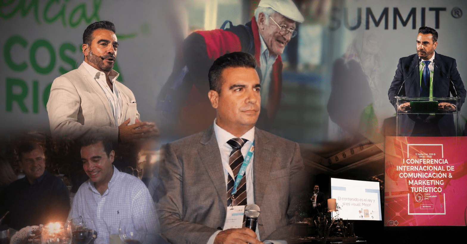 Fernando Mandri en distintas etapas de su trayectoria profesional como consultor, conferencista y promotor del turismo sostenible